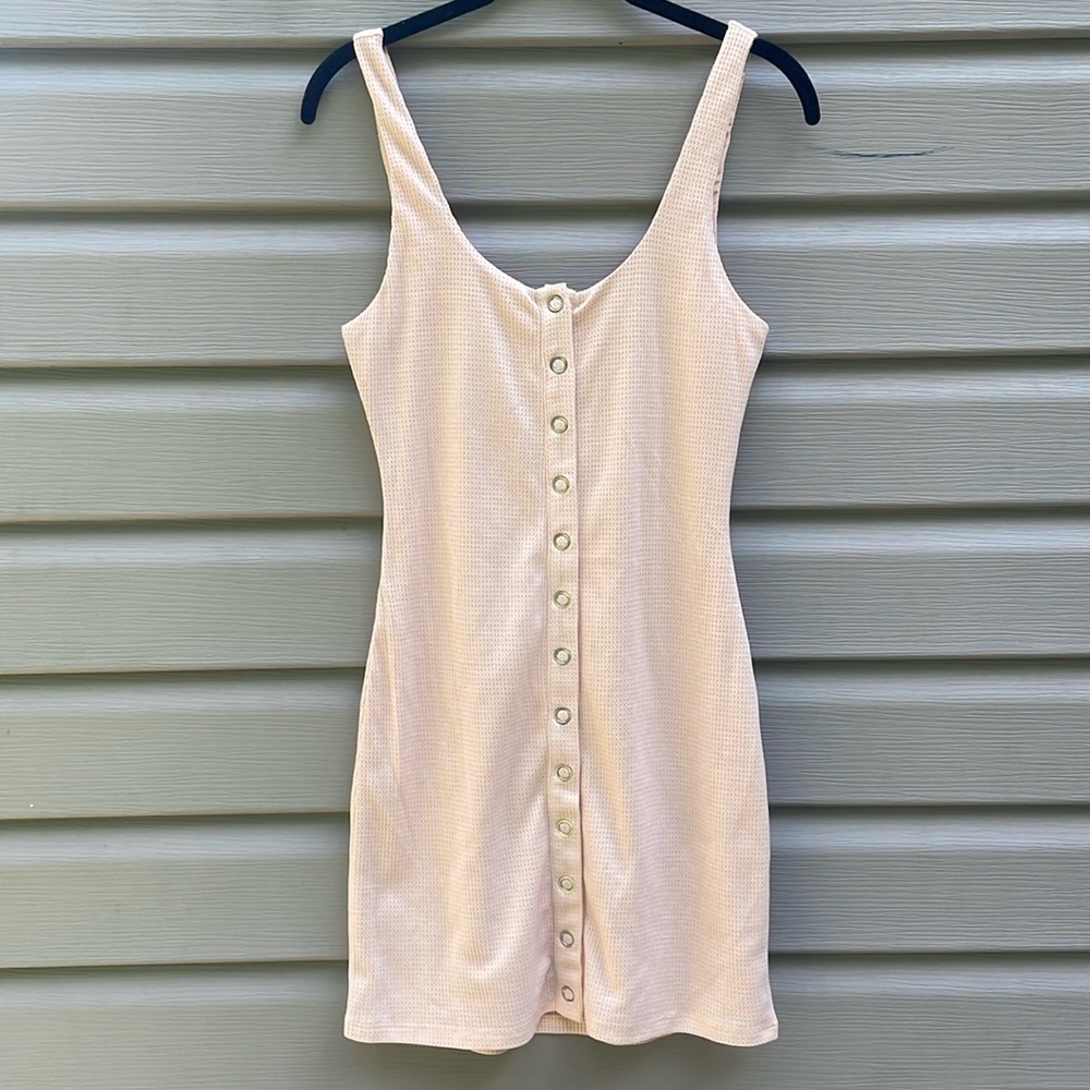 Peach Madyson Ribbed Button-Down Mini Dress